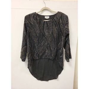 Rumours Black Blouse Embellished Top Womens Size Large Party Career Fashion‎